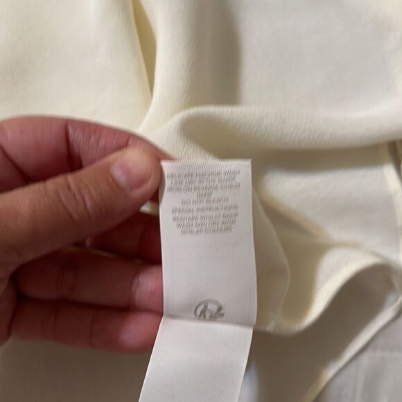 Boden 4P Ivory Yoke Collar Button Front Lace Eyelet Inset Long Sleeve Blouse - Picture 14 of 16